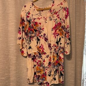 Umgee Floral Jumpsuit with Kimono Sleeves